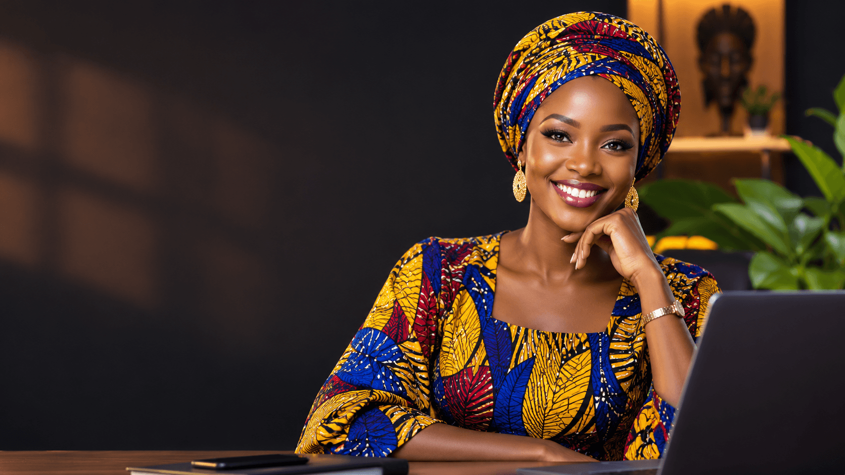 Femme en tenue traditionnelle africaine